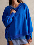 Ladies Solid Color Irregular Slouchy Sweatshirt SKT385 - SWEETKAMA