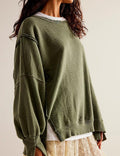 Ladies Solid Color Irregular Slouchy Sweatshirt SKT385 - SWEETKAMA