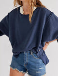 Ladies Solid Color Irregular Slouchy Sweatshirt SKT385 - SWEETKAMA