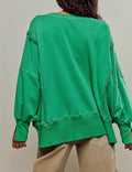 Ladies Solid Color Irregular Slouchy Sweatshirt SKT385 - SWEETKAMA