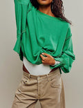 Ladies Solid Color Irregular Slouchy Sweatshirt SKT385 - SWEETKAMA