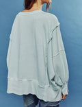 Ladies Solid Color Irregular Slouchy Sweatshirt SKT385 - SWEETKAMA