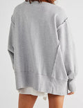 Ladies Solid Color Irregular Slouchy Sweatshirt SKT385 - SWEETKAMA