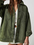 Ladies Solid Color Long Sleeves Denim Jacket SKT524 - SWEETKAMA