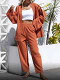 Ladies Solid Color Long Sleeves Pants 2PCS Set XF2789 - SWEETKAMA