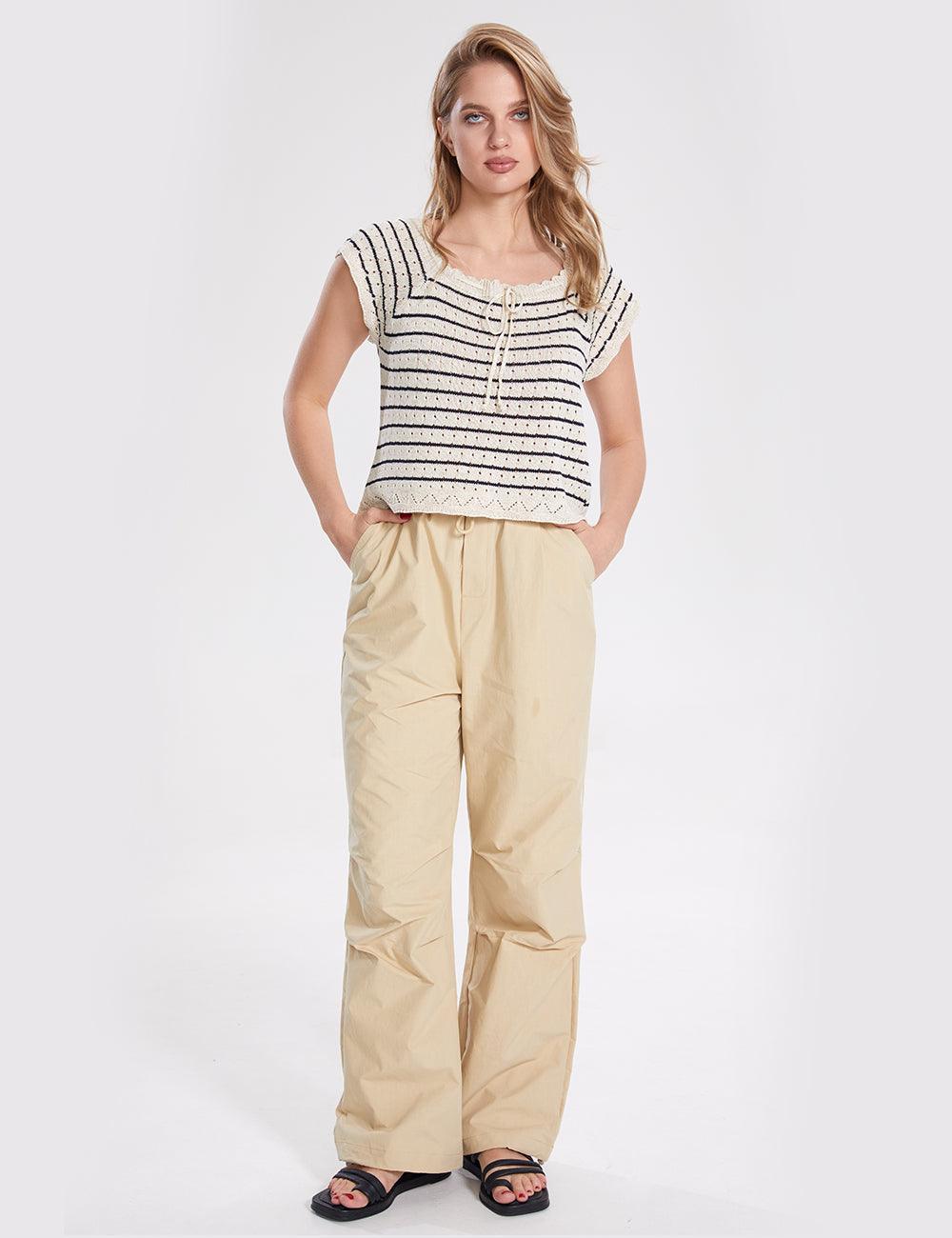 Ladies Solid Color Pockets High Waist Pants SKP350 - SWEETKAMA