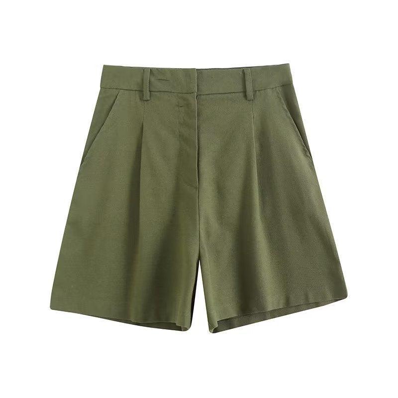 Ladies Solid Color Pockets Shorts K27788 - SWEETKAMA