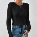 Ladies Solid Color Round Neck Knit Tee G1034 - SWEETKAMA