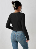 Ladies Solid Color Round Neck Knit Tee G1034 - SWEETKAMA