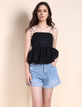 Ladies Solid Color Ruffle Hem Cami Top SKT487 - SWEETKAMA