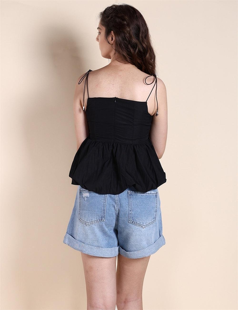 Ladies Solid Color Ruffle Hem Cami Top SKT487 - SWEETKAMA