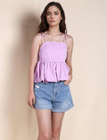 Ladies Solid Color Ruffle Hem Cami Top SKT487 - SWEETKAMA