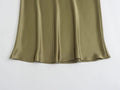 Ladies Solid Color Satin Midi Skirt 5515 - SWEETKAMA