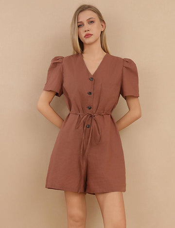 Ladies Solid Color Short Sleeves Romper SKJ437 - SWEETKAMA