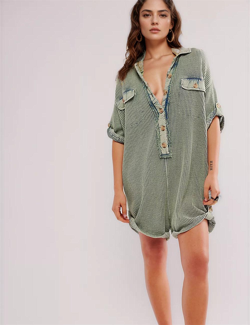 Ladies Solid Color Short Sleeves Romper SKJ518 - SWEETKAMA