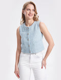 Ladies Solid Color Sleeveless Button Vest SKT322 - SWEETKAMA