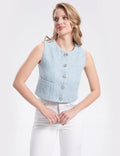 Ladies Solid Color Sleeveless Button Vest SKT322 - SWEETKAMA