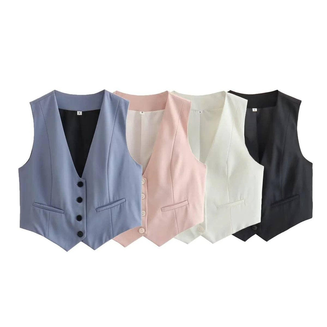 Ladies Solid Color Sleeveless V-Neck Vest A19531 - SWEETKAMA