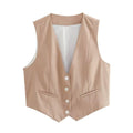 Ladies Solid Color Sleeveless V-Neck Vest A19531 - SWEETKAMA