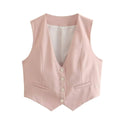 Ladies Solid Color Sleeveless V-Neck Vest A19531 - SWEETKAMA