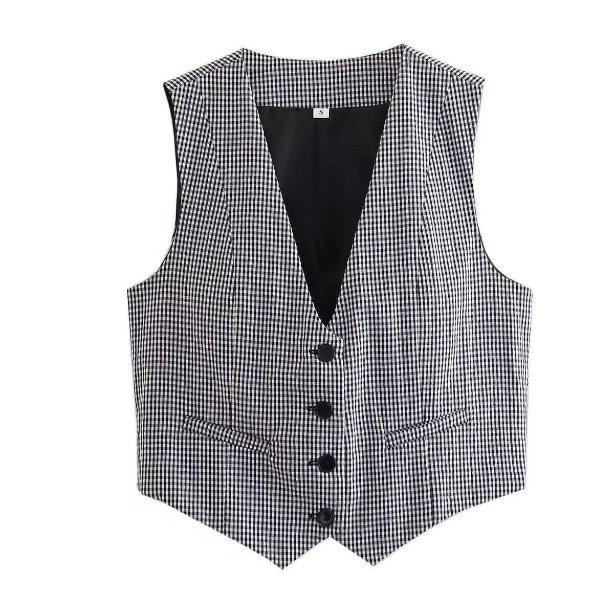 Ladies Solid Color Sleeveless V-Neck Vest A19531 - SWEETKAMA