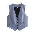 Ladies Solid Color Sleeveless V-Neck Vest A19531 - SWEETKAMA