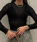 Ladies Solid Color Slim Fit Knit Blouse TX0022 - SWEETKAMA