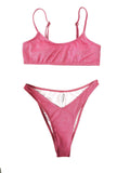 Ladies Solid Color Spaghetti Straps Bikini Set Y46 - SWEETKAMA