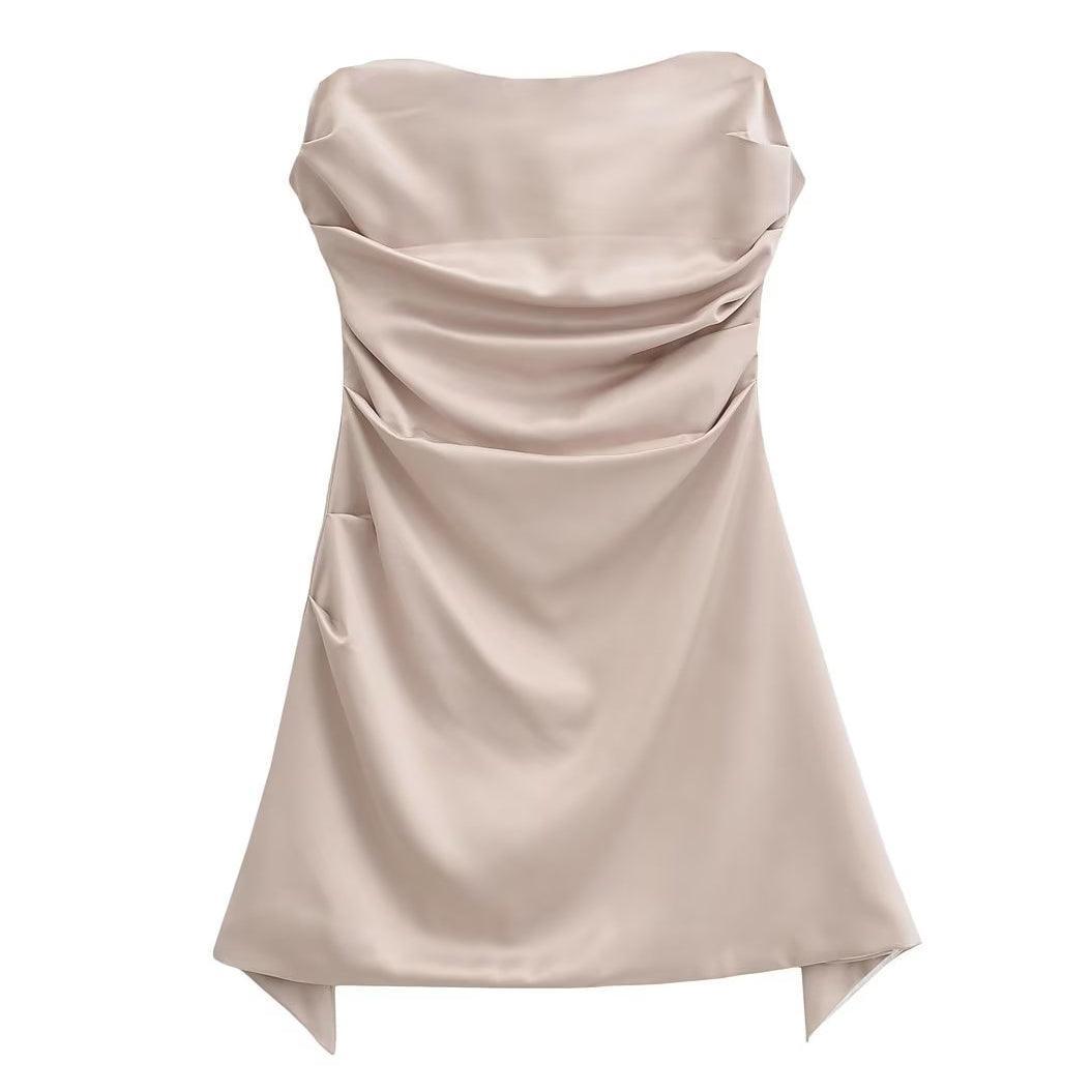 Ladies Solid Color Strapless Mini Dress KQ219 - SWEETKAMA