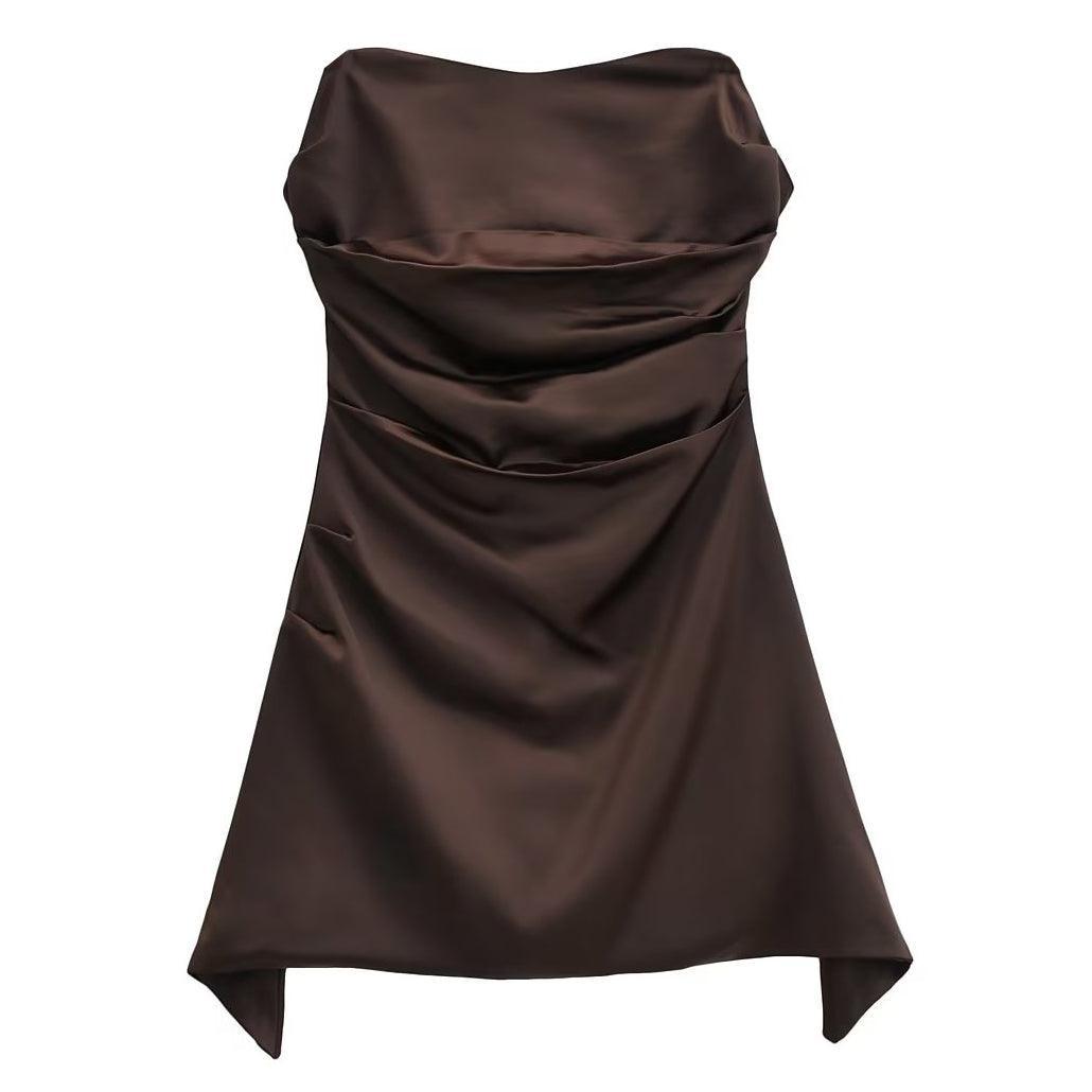 Ladies Solid Color Strapless Mini Dress KQ219 - SWEETKAMA