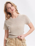 Ladies Solid Color Striped Knitted Top SKT332 - SWEETKAMA