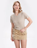 Ladies Solid Color Striped Knitted Top SKT332 - SWEETKAMA