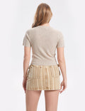 Ladies Solid Color Striped Knitted Top SKT332 - SWEETKAMA