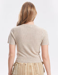 Ladies Solid Color Striped Knitted Top SKT332 - SWEETKAMA