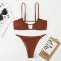 Ladies Solid Color Top Bottom 2PCS Bikini Set 24041 - SWEETKAMA