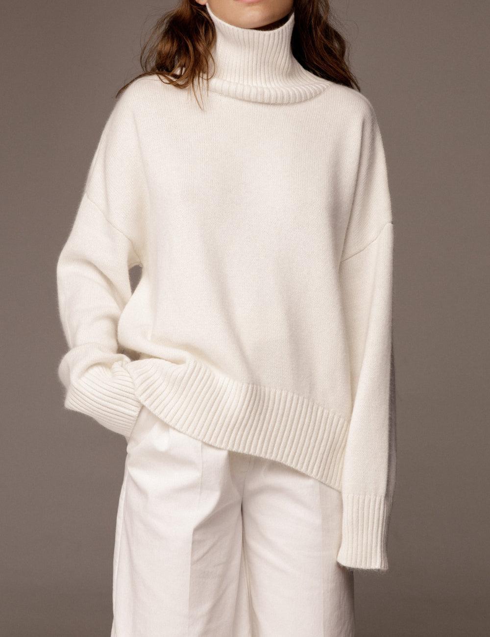 Ladies Solid Color Turtleneck Knit Sweater W003 - SWEETKAMA