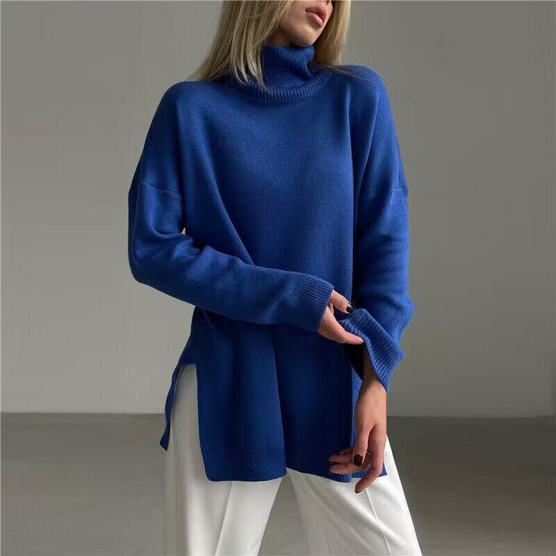 Ladies Solid Color Turtleneck Knit Sweater W013 - SWEETKAMA