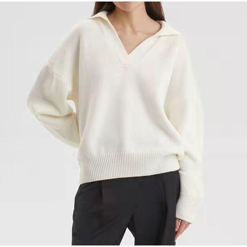 Ladies Solid Color V-Neck Knit Sweater YL2349 - SWEETKAMA