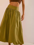 Ladies Solid Color Wide Waistband Skirt SKS510 - SWEETKAMA