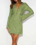 Ladies Solid Color Wrinkle Short Dress GQTL - SWEETKAMA