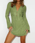 Ladies Solid Color Wrinkle Short Dress GQTL - SWEETKAMA