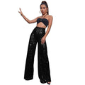 Ladies Solid Glitter Sequin Wide Leg Pants R9175 - SWEETKAMA