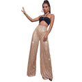 Ladies Solid Glitter Sequin Wide Leg Pants R9175 - SWEETKAMA