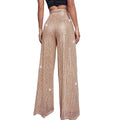 Ladies Solid Glitter Sequin Wide Leg Pants R9175 - SWEETKAMA