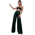 Ladies Solid Glitter Sequin Wide Leg Pants R9175 - SWEETKAMA