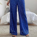 Ladies Solid Glitter Sequin Wide Leg Pants R9175 - SWEETKAMA