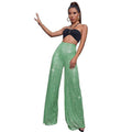 Ladies Solid Glitter Sequin Wide Leg Pants R9175 - SWEETKAMA