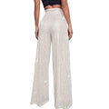 Ladies Solid Glitter Sequin Wide Leg Pants R9175 - SWEETKAMA