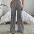 Ladies Solid Glitter Sequin Wide Leg Pants R9175 - SWEETKAMA