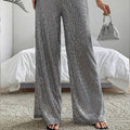 Ladies Solid Glitter Sequin Wide Leg Pants R9175 - SWEETKAMA